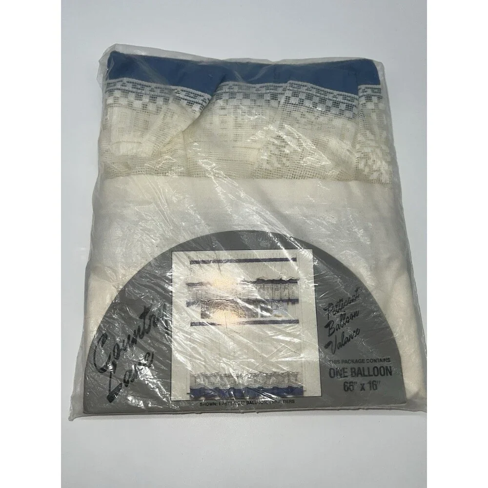 VTG Country Lane Petticoat Ballon Valance Blue/White Lace Cottagecore 66